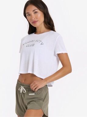 Vuori Active Club White Cropped Tee